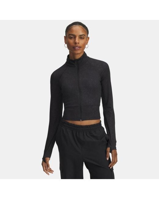 Under Armour Meridian Damestop Met Rits En Suède-Effect Zwart Zwart in het Black