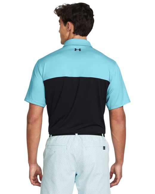 Under Armour Blue Tee To Green Color Block Polo for men