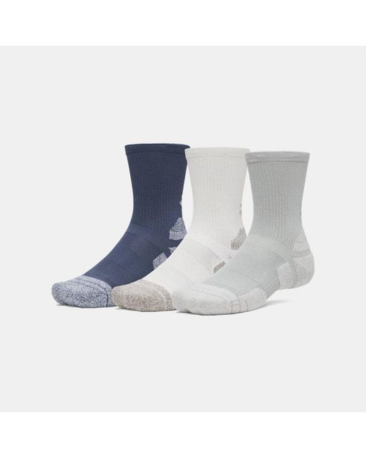 Under Armour Blue Performance Tech Pro 3-Pack Crew Socks Titanium Summit Clay