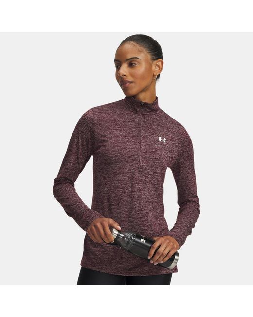 Parte De Arriba Con Media Cremallera Tech Twist Para Mujer Silica Blanco Under Armour de color Red