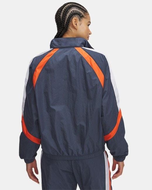 Giacca Icon Crinkle Track Da Donna Downpour Bianco Bianco di Under Armour in Blue