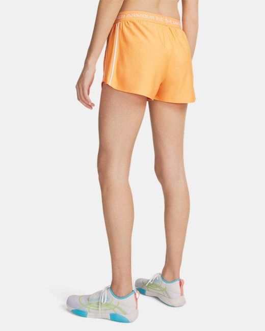 Under Armour Orange Tech Play Up 3" Shorts Bloc