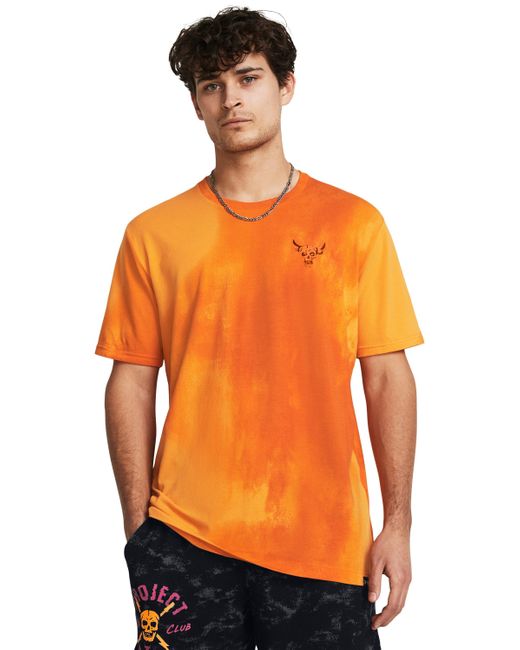 Under Armour Orange Project Rock Sun Wash Graphic Short Sleeve for men