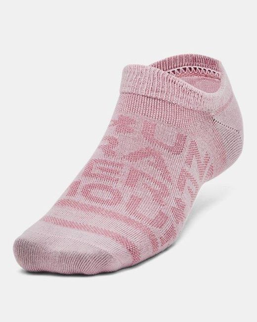 Under Armour Pink Ua Essential 6-pack No-show Socks