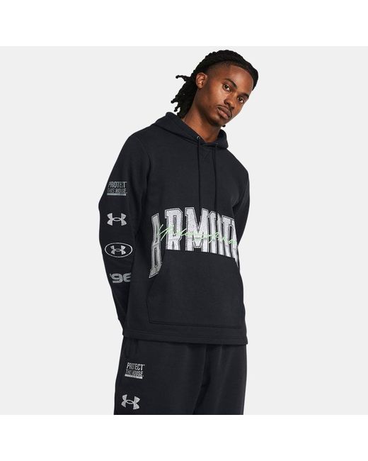 Under Armour Black Icon Fleece Hoodie / Steel for men