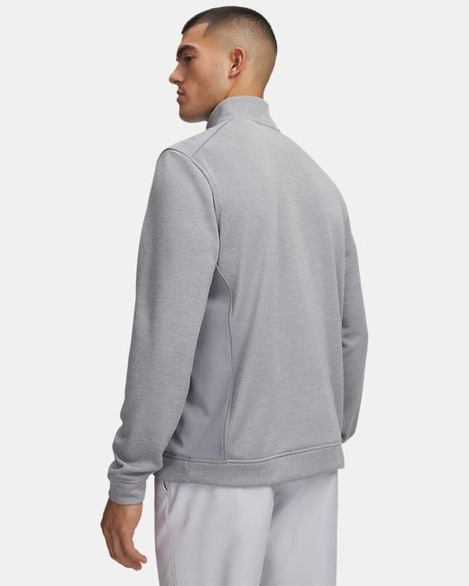 Under Armour Gray Sweaterfleece Hybrid ½ Zip Steel Steel for men