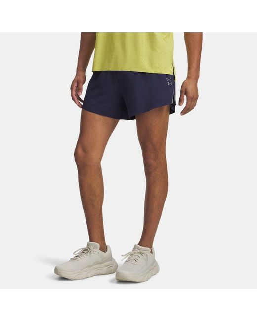 Under Armour Blue Halo Run 4" Shorts Washed Shade Reflective for men
