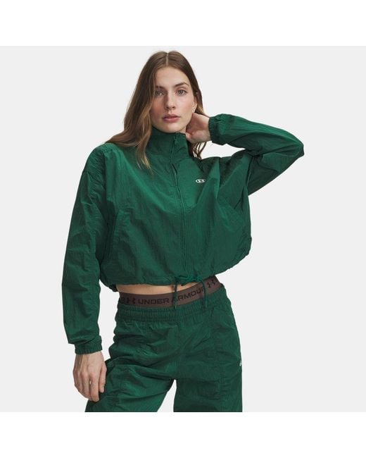 Under Armour Green Rival Woven Full Zip Campus Ivy