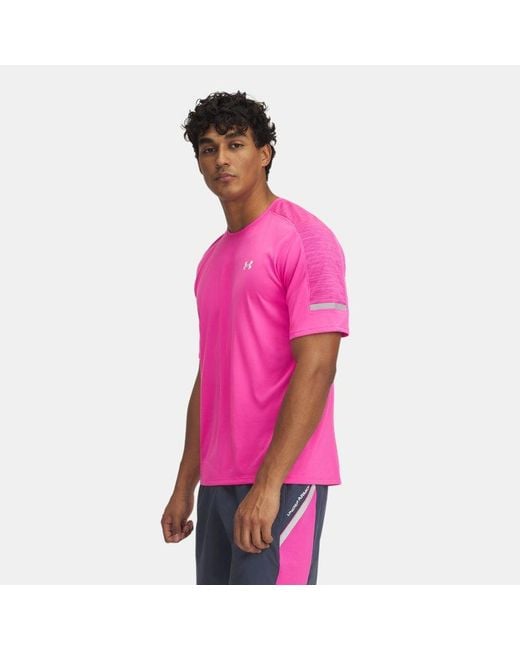 Under Armour Pink Tech Utility Short Sleeve Rebel Downpour for men