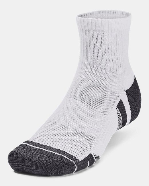 Under Armour White Performance Cotton 3-Pack Q Rter Socks Pitch