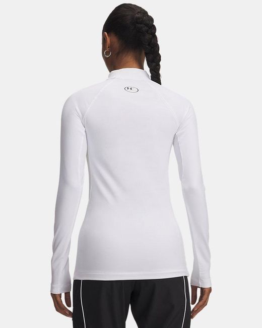 Under Armour White Coldgear Mock Neck Long Sleeve