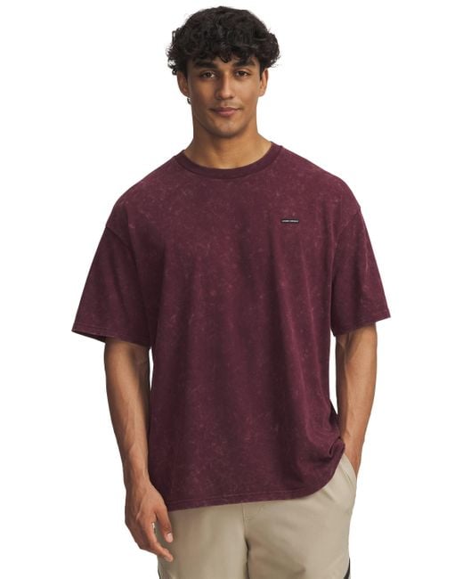 Under Armour Purple Heavyweight Logo Wash Oversized Short Sleeve Dark for men