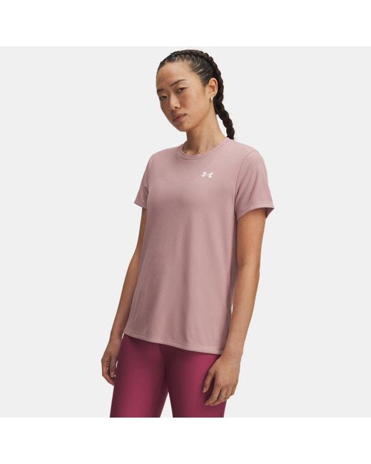 Maglia A Maniche Corte Tech Rib Da Donna Tourmaline Bianco di Under Armour in Purple