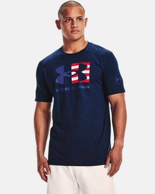 Under Armour Cotton Ua Freedom Big Flag Logo Lockup T-shirt in Navy (Blue)  for Men - Lyst