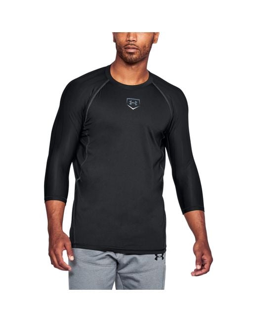 Under Armour Black Men's Heatgear® Armour Zone Compression 3⁄4 Sleeve T-shirt for men