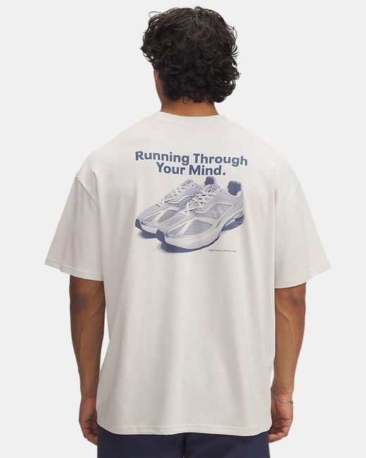 Under Armour White Ua Running Shoe Heavyweight Oversized Short Sleeve for men