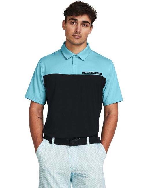 Under Armour Blue Tee To Green Color Block Polo for men