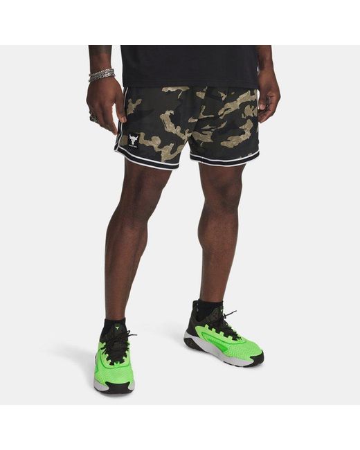 Under Armour Green Project Rock Mesh 7" Shorts Baroque for men