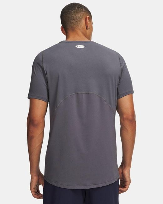 Under Armour Gray Heatgear Fitted Short Sleeve Castlerock for men