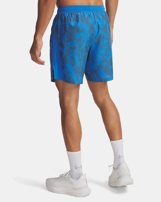 Under Armour Blue Launch 7" Shorts Atlantis Washed Reflective for men