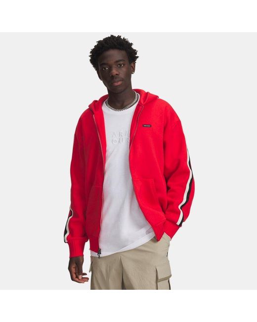 Under Armour Red Ua Icon Heavyweight Rib Full Zip for men