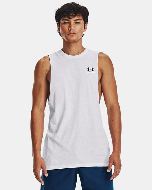 Under Armour White Ua Left Chest Cut-off Tank for men