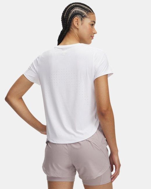 Haut À Manches Courtes Launch Elite Pour Femme Réfléchissant Under Armour en coloris White