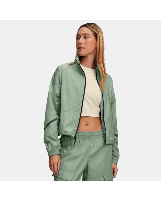 Under Armour Green Unstoppable Woven Sheen Jacket Silica Silica