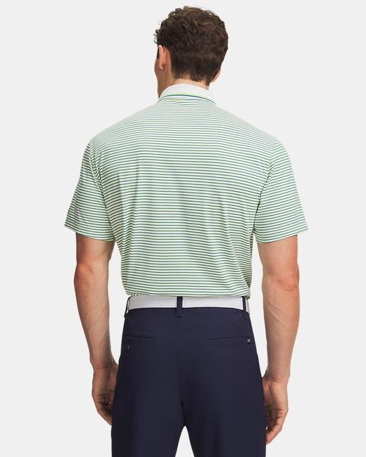 Under Armour Green Armourdry Rib Stripe Polo Citrine Midnight for men
