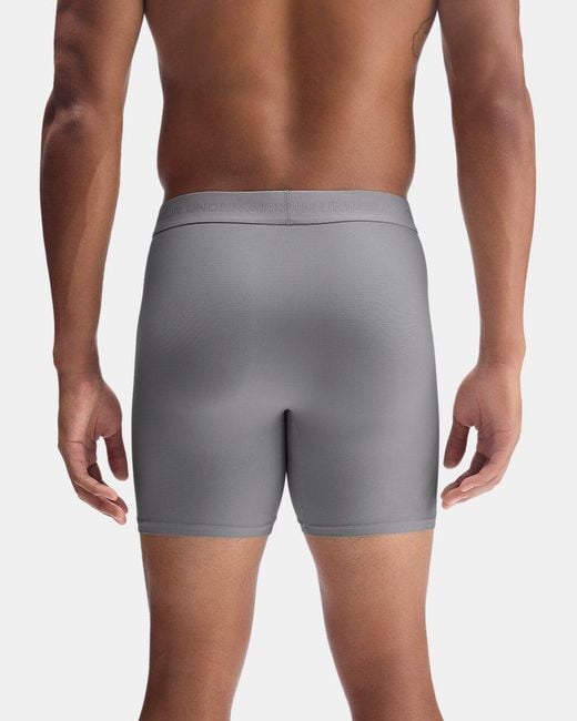 Under Armour Gray Ua Performance Tech Mesh Mod 6" 3-pack Boxerjock for men
