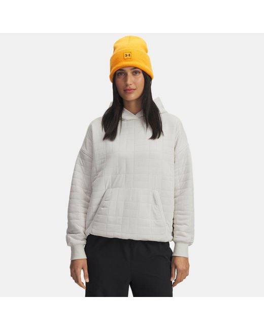 Under Armour Dameshoodie Unstoppable Fleece Textured Summit Wit Summit Wit in het Gray