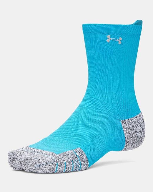 Under Armour Blue Armourdry Run Cushion 3-Pack Mid-Crew Socks Capri Reflective