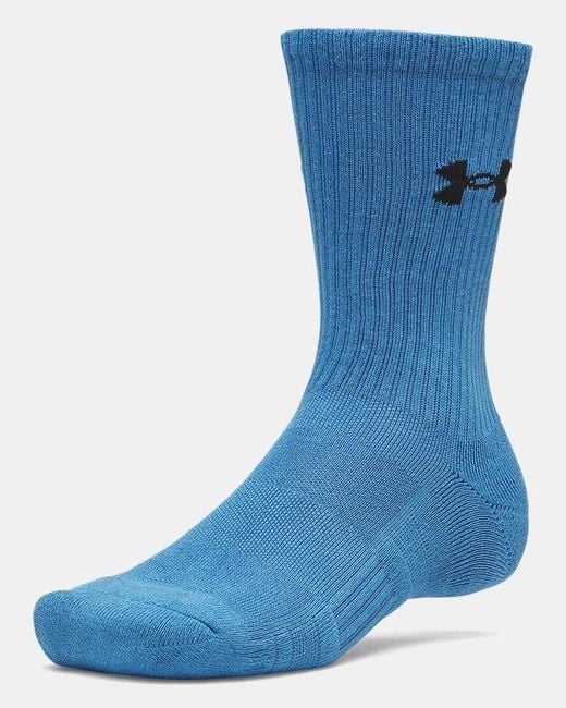 Under Armour Green Performance Cotton 3-Pack Crew Socks Aegean Halo