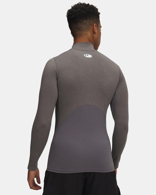 Under Armour Gray Heatgear Compression Mock Long Sleeve Carbon Heather for men