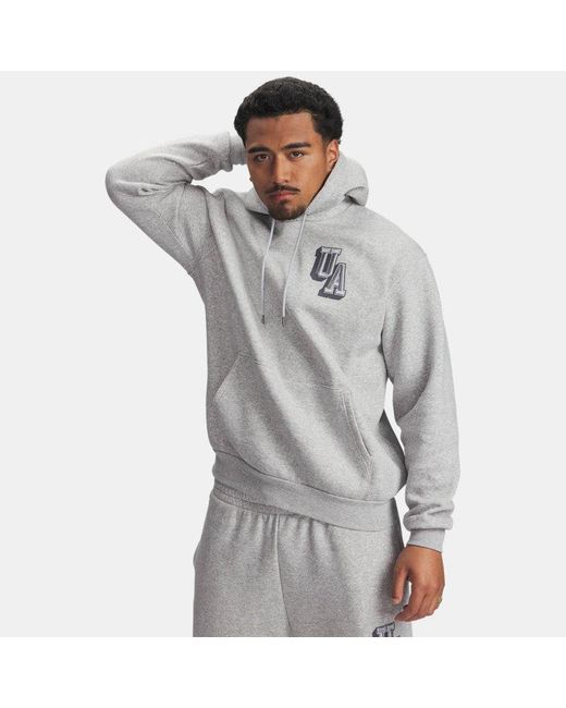 Sweat À Capuche Et Motif Icon Fleece Pour Homme Mod Light Heather Noir Under Armour pour homme en coloris Gray