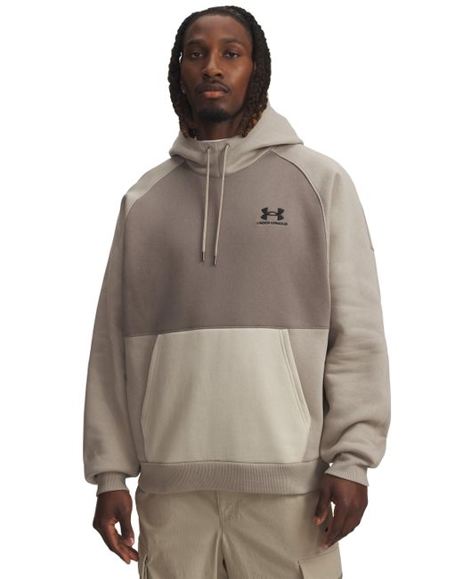 Under Armour Men's Brown Icon Heavyweight Colorblocked Hoodie