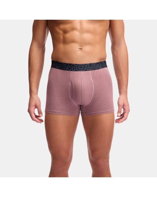 Boxer 8 Cm Boxerjock Performance Cotton Pour Homme (Lot De 3) Mist Full Heather Washed Bleu Marine Castlerock Under Armour pour homme en coloris Pink