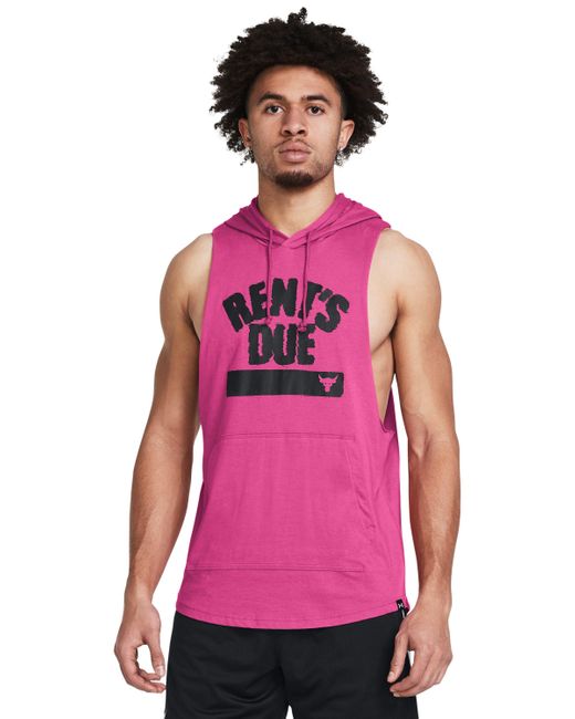Under Armour Pink Project Rock Rents Due Sleeveless Hoodie for men