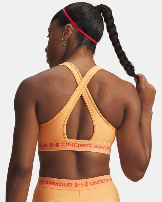 Under Armour Orange Crossback Mid Sports Bra Bloc Venom