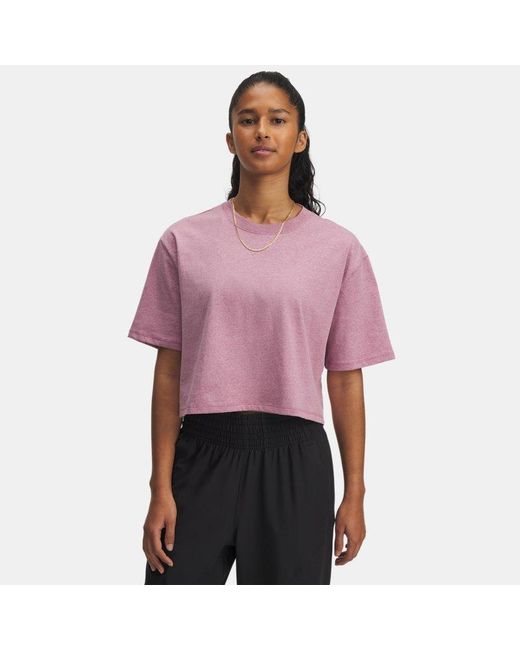 Maglia A Maniche Corte Rival Da Donna Fuchsia Dusk Light Heather Nero Bianco di Under Armour in Purple