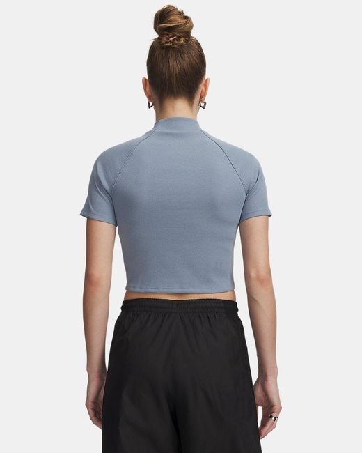 Under Armour Blue Ua Rival Rib Mock Short Sleeve