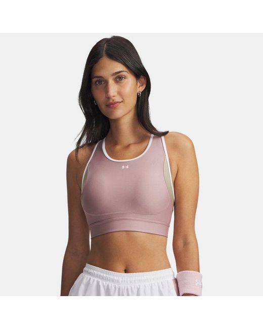 Sujetador Deportivo Crossback Mid Open Back Para Mujer Tourmaline City Khaki Blanco Under Armour de color Purple