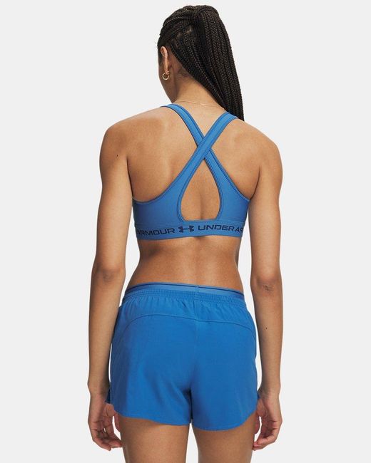 Under Armour Blue Crossback Mid Impact Bra Lingerie Midnight/ Xs (Us 0-2) Polyester/Elastane