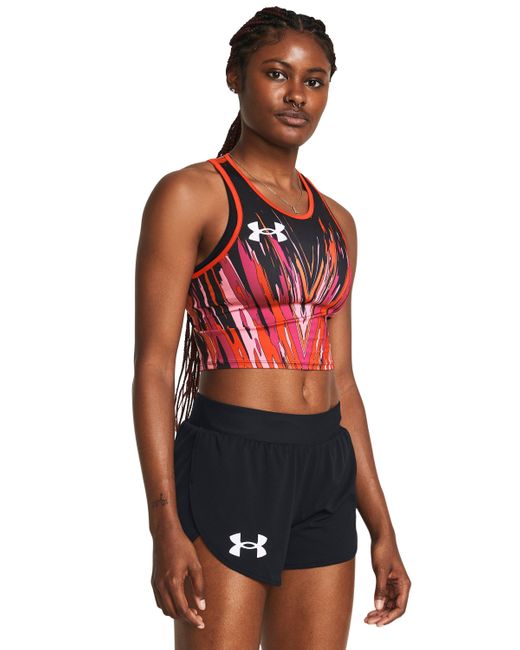 Top pro runner crop di Under Armour in Red