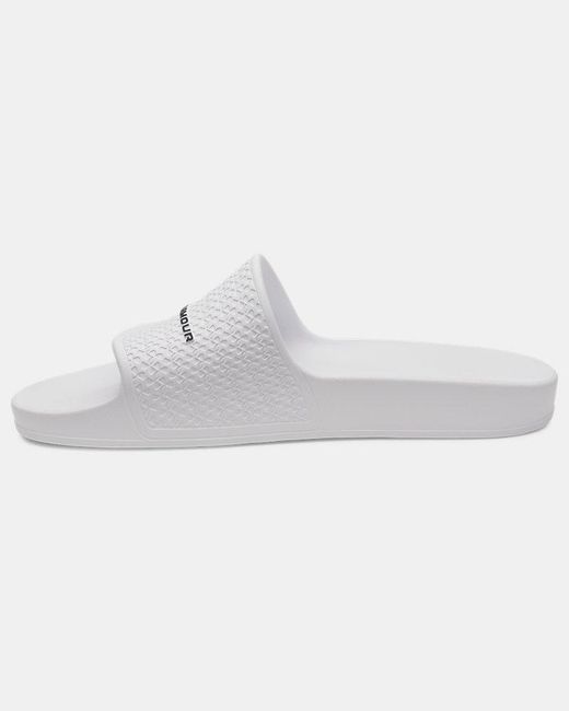 Under Armour White Armr Shower Slides for men
