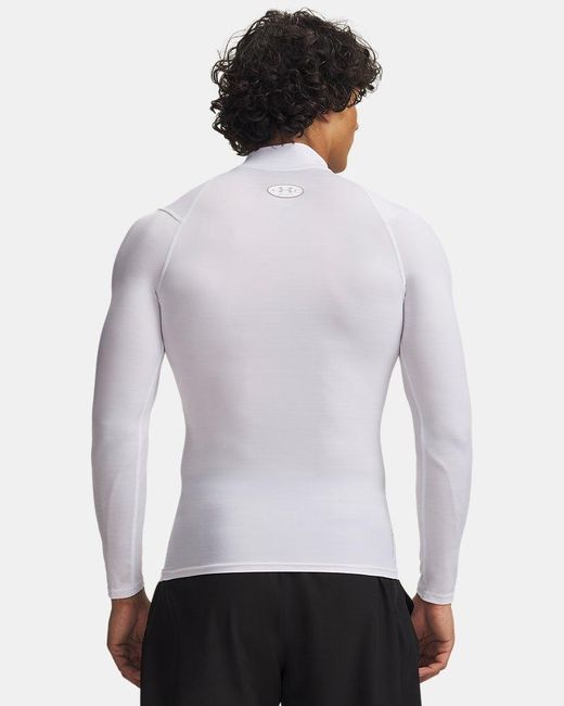 Under Armour White Heatgear Elite Compression Mock Long Sleeve Reflective for men
