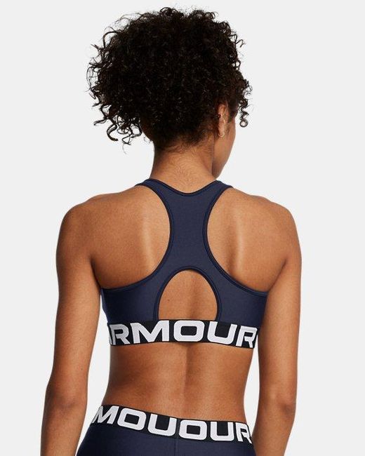 Under Armour Pink Heatgear Mid Branded Sports Bra Midnight