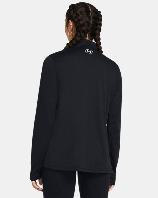 Under Armour Damesshirt Tech Met Korte Rits Zwart Wit in het Black