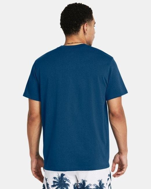 T-Shirt Curry Embroidered Splash Da Uomo Varsity / Metallico Oro di Under Armour in Blue da Uomo