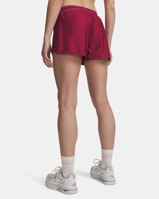 Under Armour Red Tech Play Up 3" Shorts Claret Ox Blood